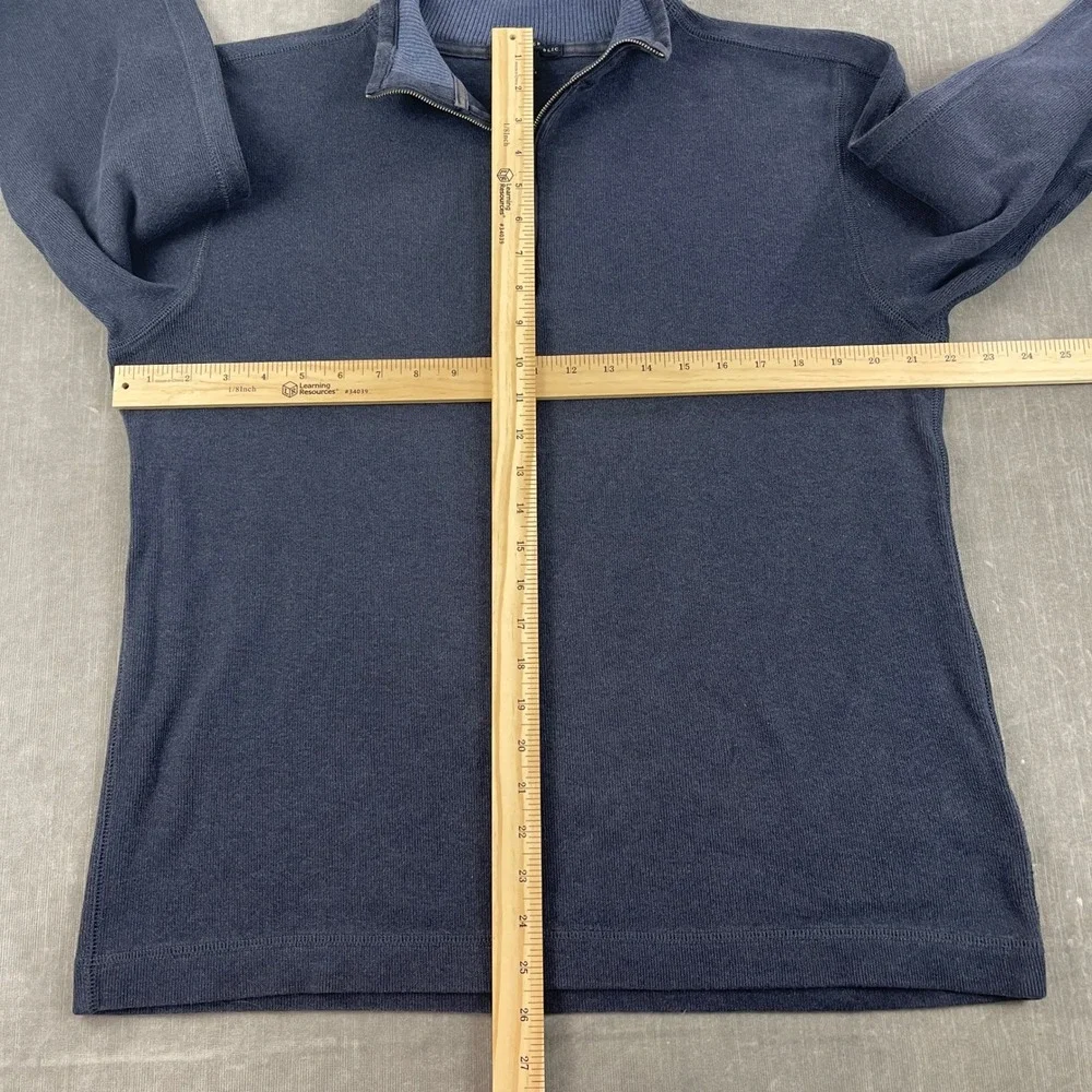 Banana Republic Mens L Navy Blue‎ Quarter Zip Pullover Cotton Ribbed Mock Neck